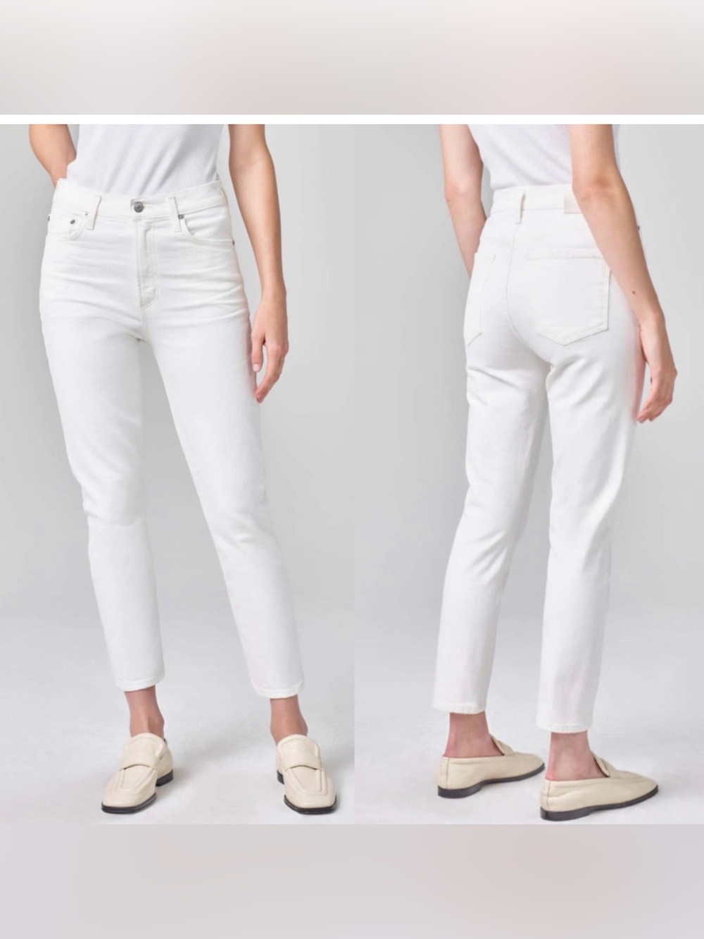 Citizens of Humanity Olivia Crop High Rise Slim White Denim Jeans 32